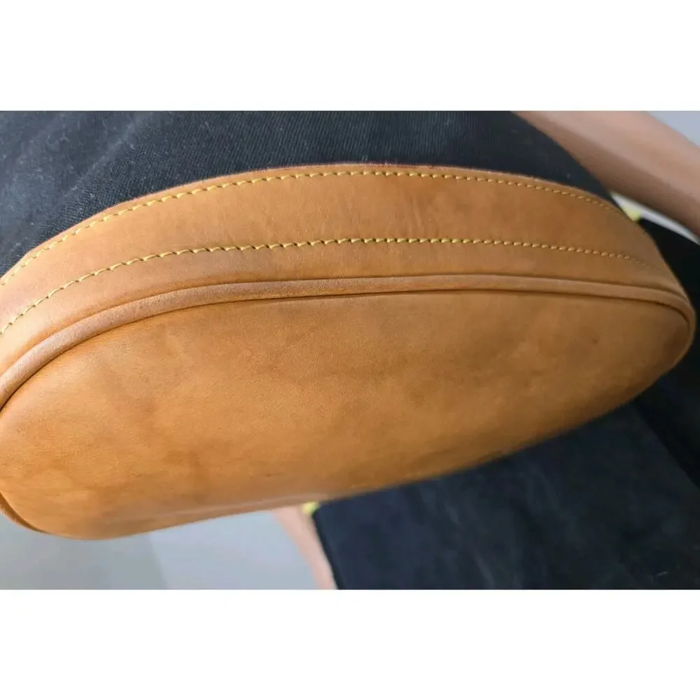 Vintage Dooney & Bourke Tote Bucket Bag Black Canvas Tan Leather